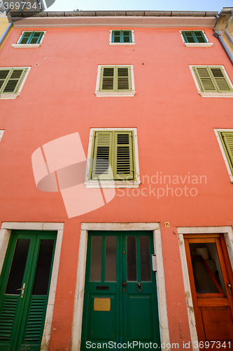 Image of Windows and walls in old town Rovinj Croatia