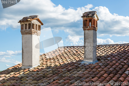 Image of ancient tiled roof in the old town