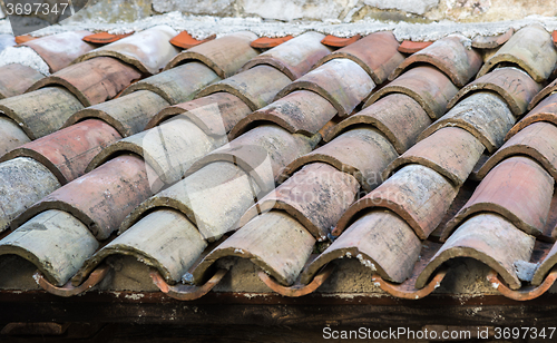 Image of ancient tiled roof in the old town