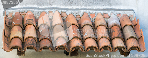 Image of ancient tiled roof in the old town