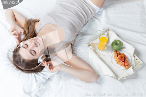 Image of The morning and breakfast of young beautiful girl