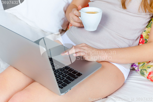 Image of The morning and breakfast of young beautiful girl