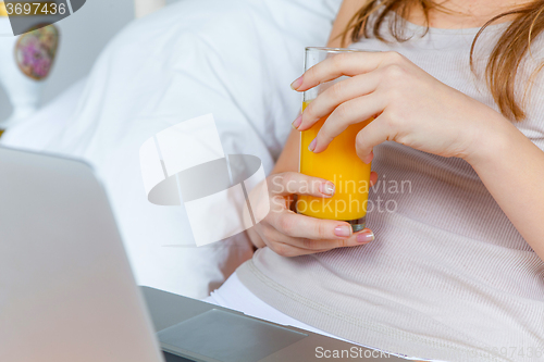 Image of The morning and breakfast of young beautiful girl