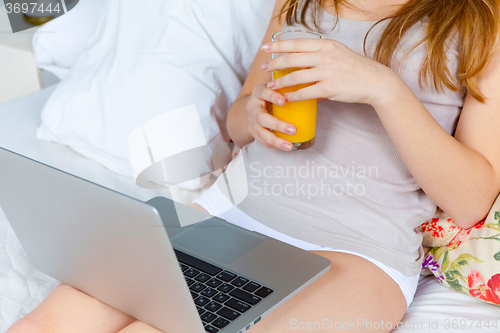 Image of The morning and breakfast of young beautiful girl