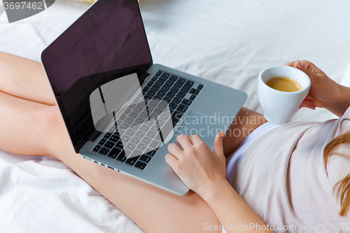 Image of The morning and breakfast of young beautiful girl