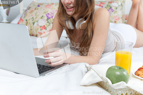Image of The morning and breakfast of young beautiful girl