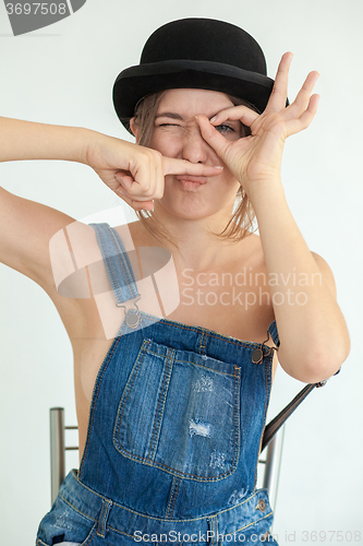 Image of portrait of pretty young funny woman 