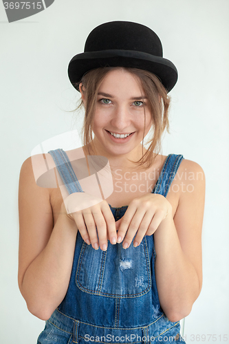 Image of portrait of pretty young smiling woman 