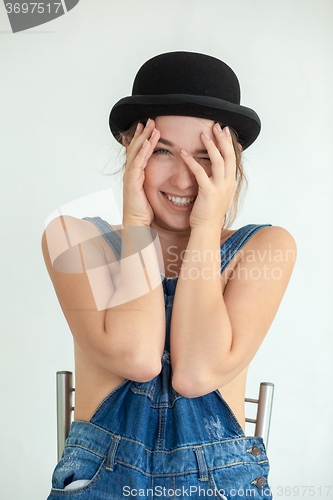 Image of portrait of pretty young smiling woman 