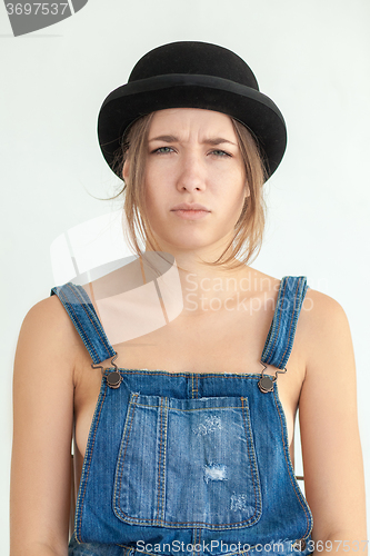 Image of portrait of pretty young funny woman 