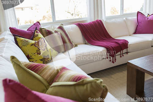 Image of Abstract of Inviting Colorful Couch Sitting Area