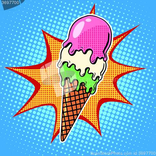 Image of The ice-cream cone with three flavors