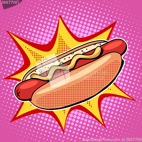 Image of Hot dog fast food vector pop art style