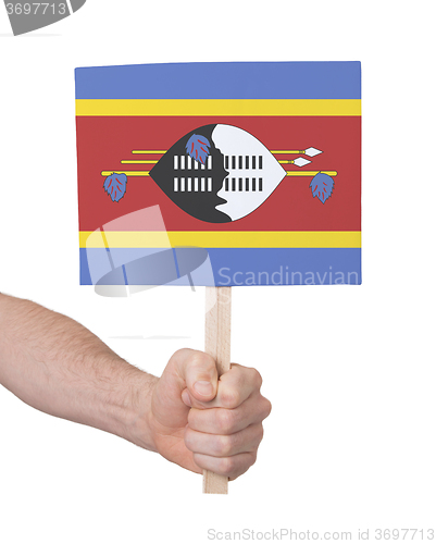 Image of Hand holding small card - Flag of Swaziland