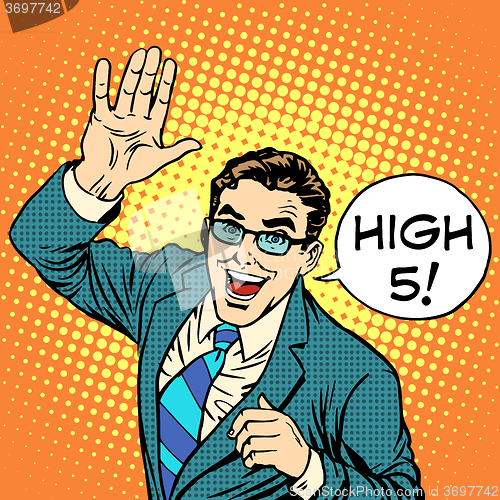 Image of High five joyful businessman