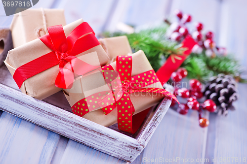 Image of presents and christmas decoration