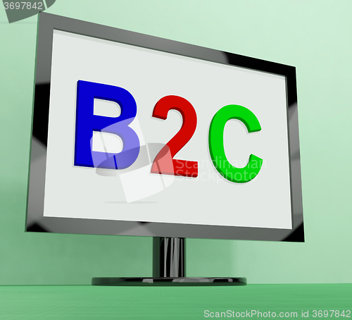 Image of B2c On Monitor Shows Business To Customer Or Consumer