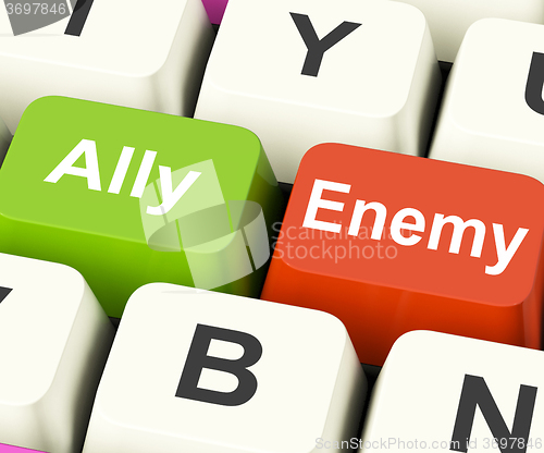 Image of Ally Enemy Keys Mean Partnership And Opposition