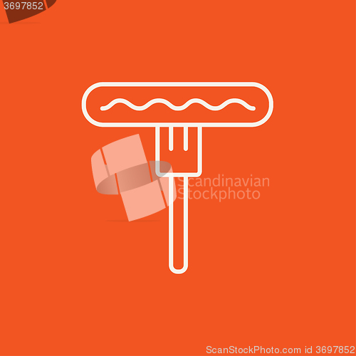 Image of Sausage on fork line icon.