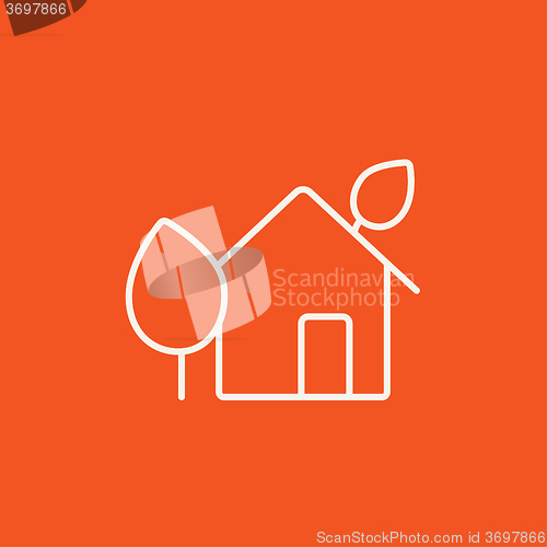 Image of Eco-friendly house line icon.