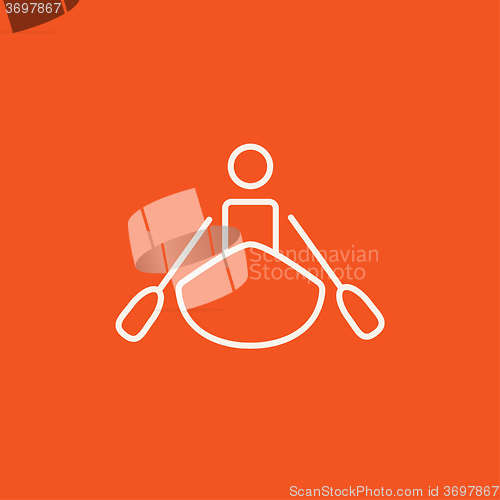 Image of Man kayaking line icon.