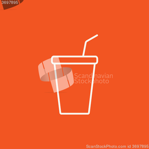 Image of Disposable cup with drinking straw line icon.