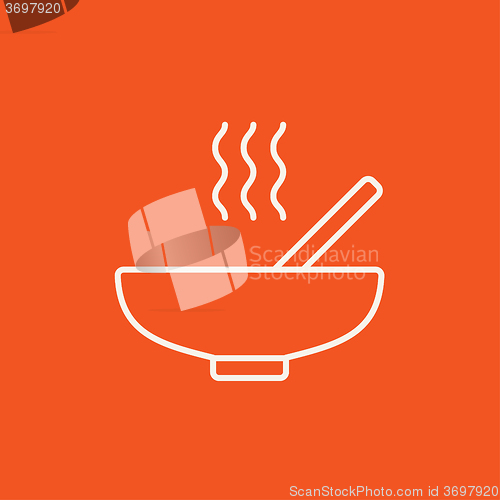 Image of Bowl of hot soup with spoon line icon.