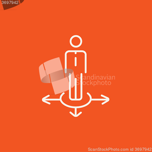 Image of Businessman in three ways line icon.