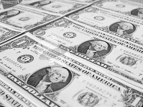 Image of Black and white Dollar notes 1 Dollar