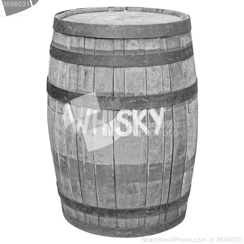 Image of Black and white Barrel cask