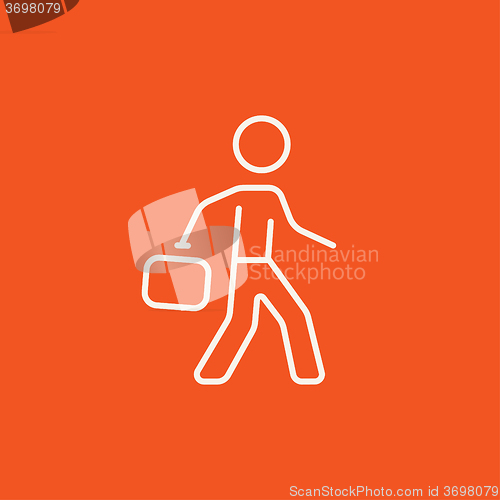Image of Businessman walking with briefcase line icon.