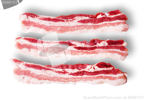 Image of Three pieces of bacon on top view