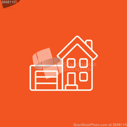 Image of House with garage line icon.