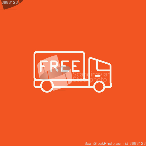 Image of Free delivery truck line icon.