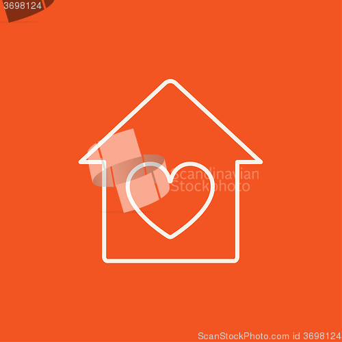 Image of House with heart symbol line icon.