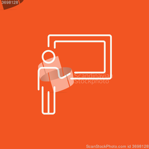 Image of Professor pointing at blackboard line icon.