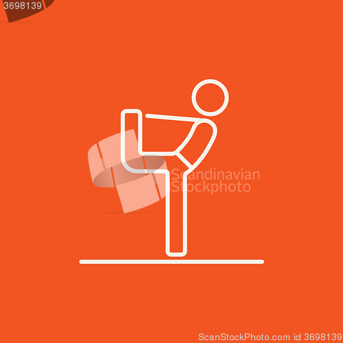 Image of Man practicing yoga line icon.