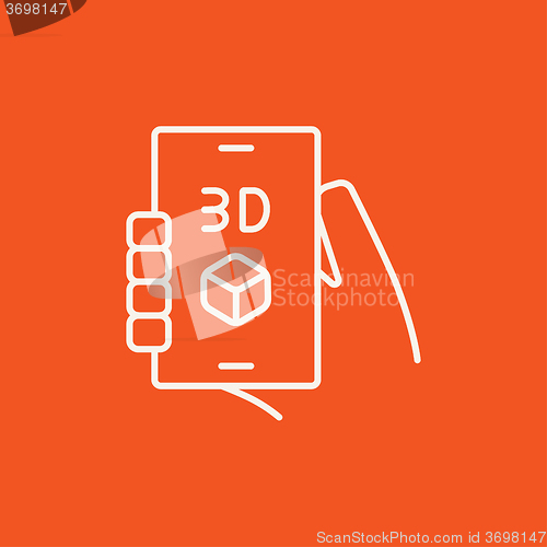 Image of Smartphone with three D box line icon.