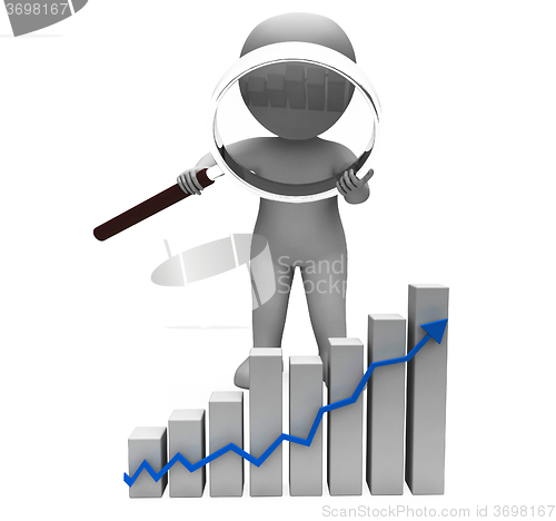 Image of Increasing Graph Arrow Character Shows Profit Income Rising