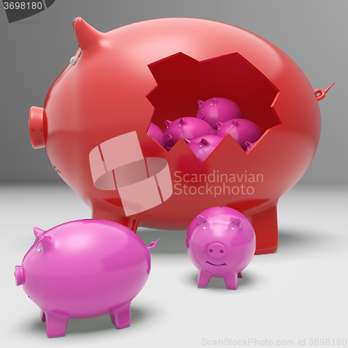 Image of Piggybanks Inside Piggybank Showing Saving Accounts And Banking