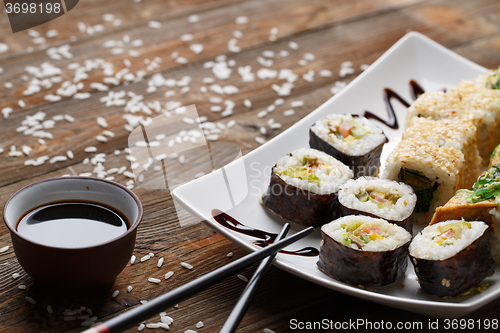 Image of Various of sushi rolls