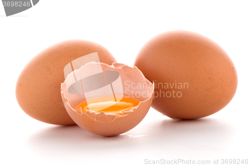 Image of Raw eggs isolated on white