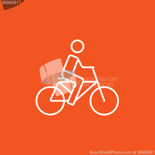 Image of Man riding bike line icon.