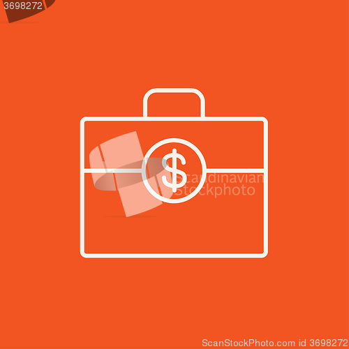 Image of Suitcase with dollar symbol line icon.