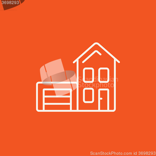 Image of House with garage line icon.