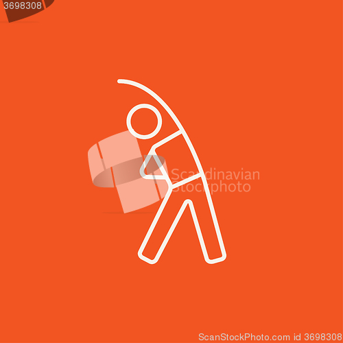 Image of Man making exercises line icon.