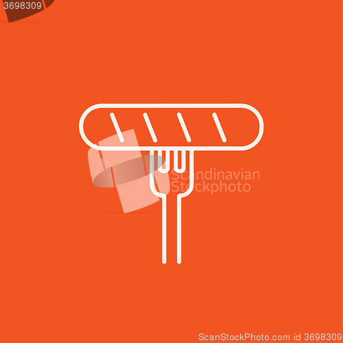 Image of Sausage on fork line icon.