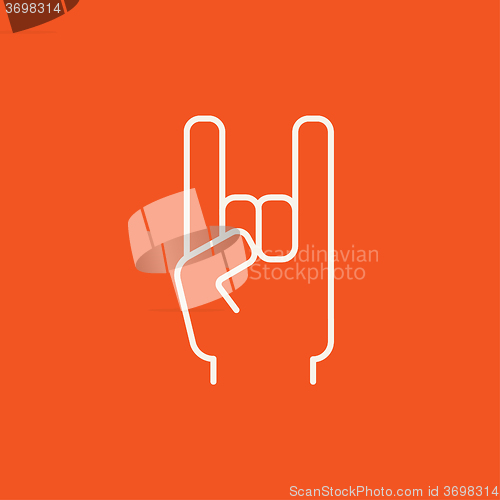 Image of Rock and roll hand sign line icon.