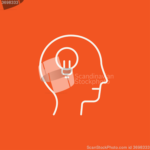 Image of Human head with idea line icon.