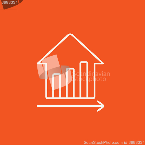 Image of Graph of real estate prices growth line icon.